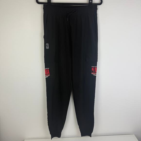 NBA Basketball Mens Adjustable Active Waistband Logo Black Jogger Pants Small - Picture 2 of 11